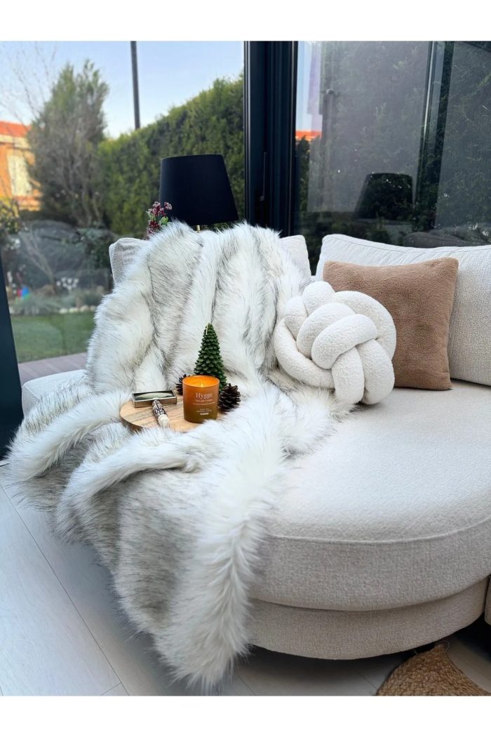 Peluş Koltuk Şalı Uzun Tüylü