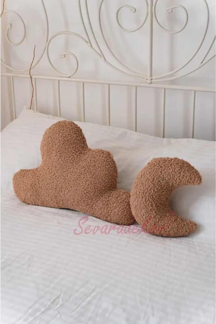 Kahve Bulut Yastık Teddy Yastık Bulut