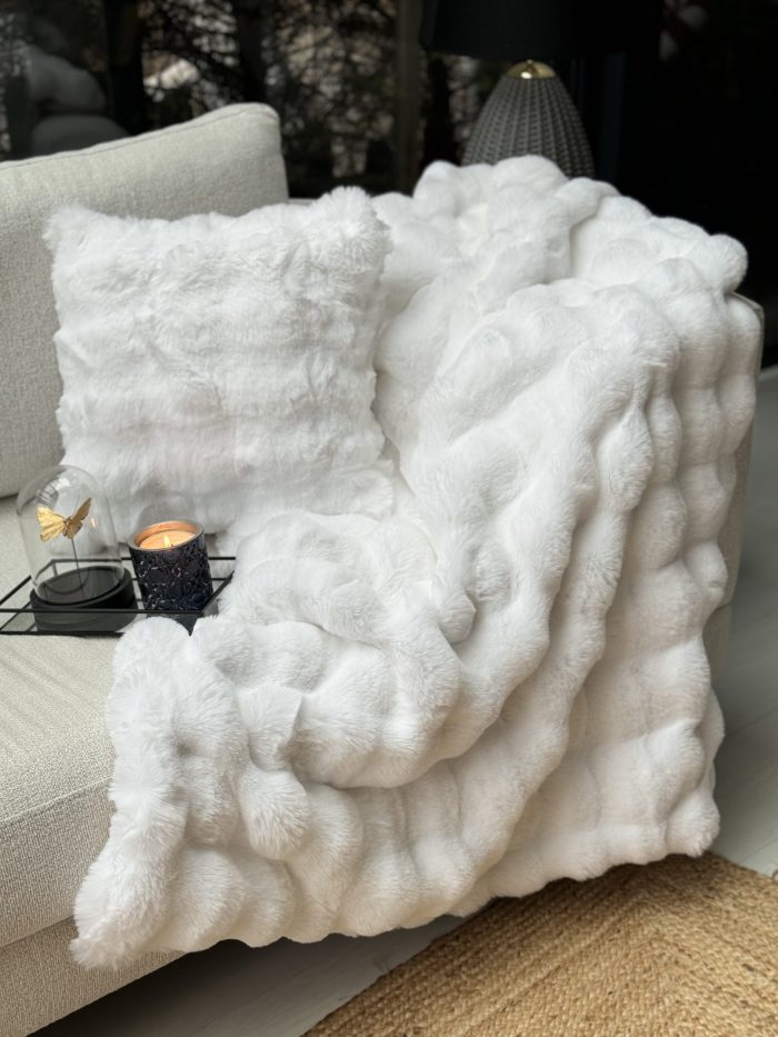 Peluş Koltuk Şalı Pofuduk Koltuk Örtüsü Bubble Koltuk Örtüsü 200 x 75 cm - Görsel 7