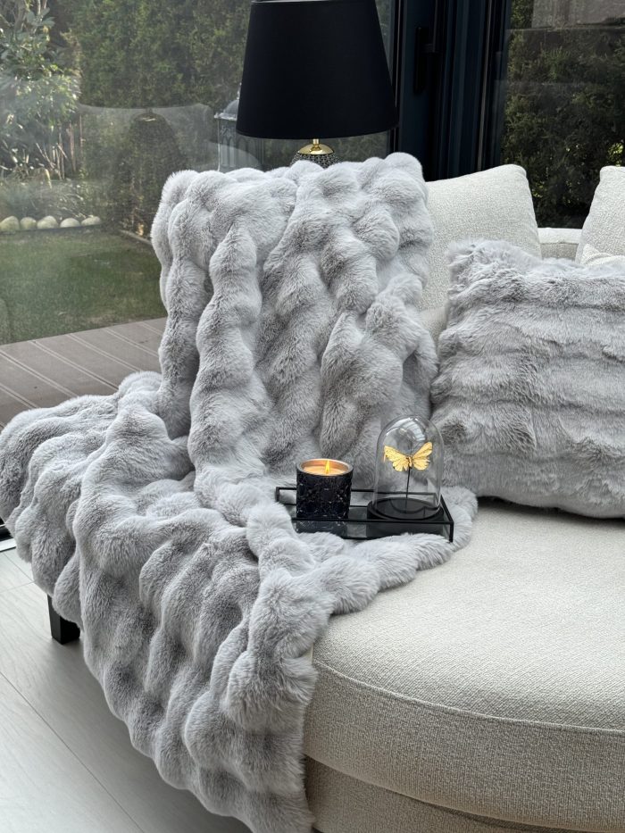 Peluş Koltuk Şalı Pofuduk Koltuk Örtüsü Bubble Koltuk Örtüsü 150 X 100 Cm - Görsel 5