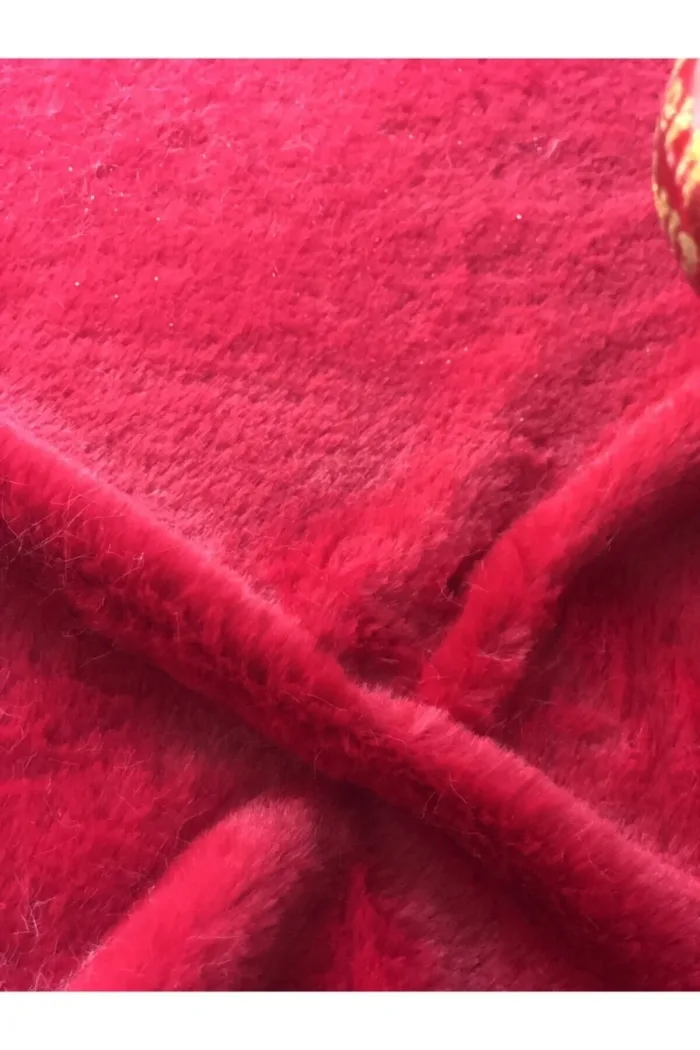Peluş Yılbaşı Ağacı Örtüsü Yılbaşı Çam Ağacı Örtüsü Kırmızı 150 Cm Çaplı - Görsel 3