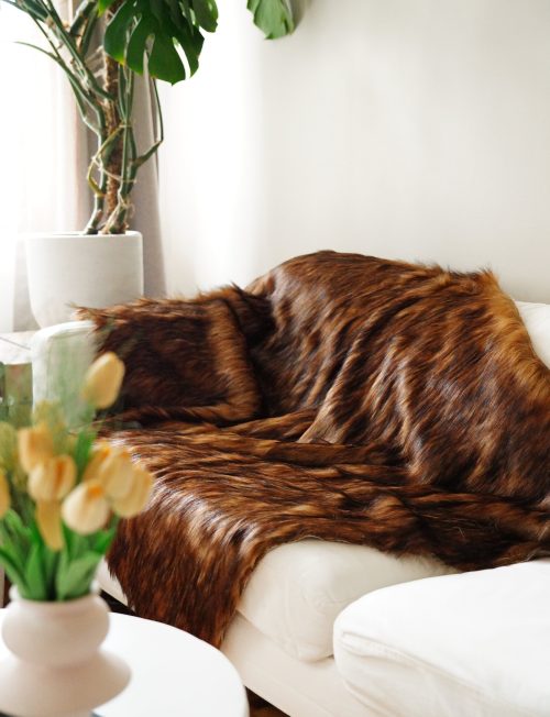 Peluş Koltuk Şalı Uzun Tüylü Peluş Koltuk Örtüsü Tibet Koltuk Örtüsü 200 X 75 Cm